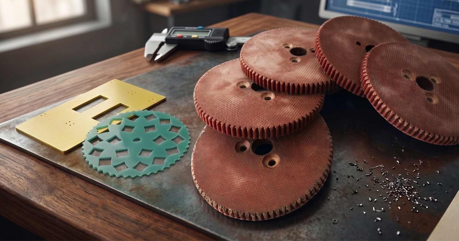Pièces fabriquées en matériaux électro-isolants — engrenages en tissu phénolique, gabarit en verre époxy et rondelles